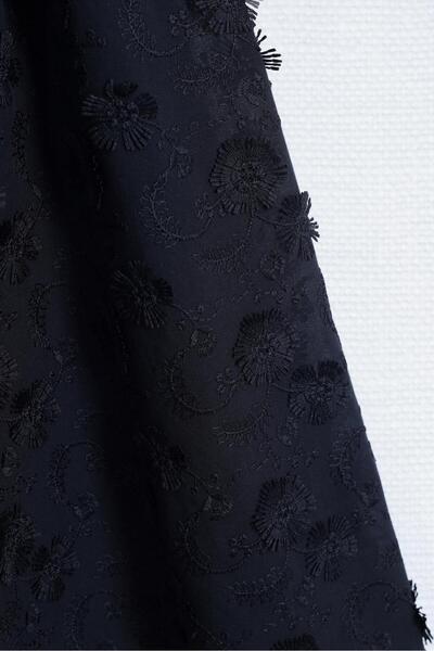 By Mare Style Camile Black Floral Embroidered Cotton Brode Dress