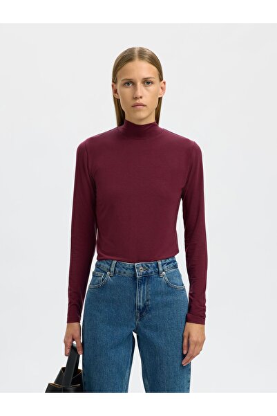 Selected Femme Oberteil mit langen Ärmeln Basic High Neck