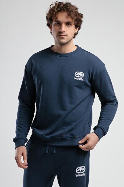 Eckō Unltd. Eastside Navy Blue Crew Neck Embroidered Loose Fit Men's Sweatshirt