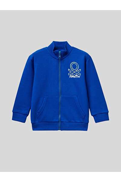 Benetton Boy's Zippered Sweatshirt 1-6 Years Old Blue