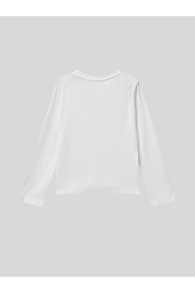 Benetton Girl's Printed Sweatshirt 1-6 Years Old Ecru