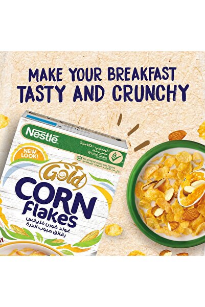 Nestle Gold Corn Flakes Breakfast Cereal 375 g Crunchy Corn Cereal with Vitamins for Daily Energy