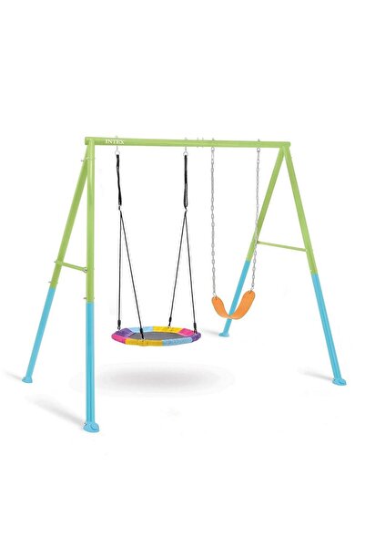 Intex Children's swing, powder-coated galvanized steel frame, with secure ground anchoring system, ...