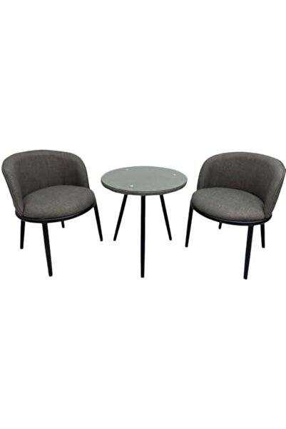 Crestj Tea Table Set with 2 Chairs - Gray