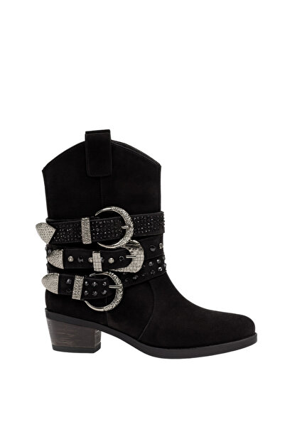 Giydim Gidiyor Huma Hakiki Süet Deri Bot Siyah