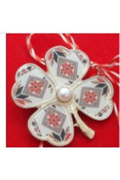 dalip Set 12 Brose Martisor Primavara Trifoi Traditional cu Perla