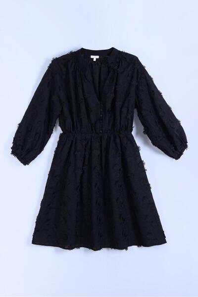 By Mare Style Camile Black Floral Embroidered Cotton Brode Dress