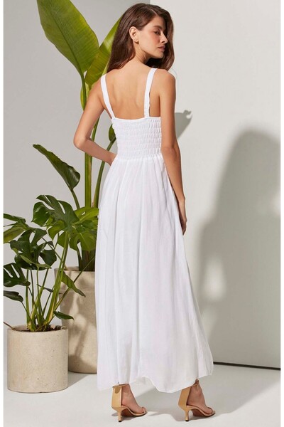 White By Nature Λευκό Γυναικείο Φόρεμα Παραλίας Wbn3121-XL