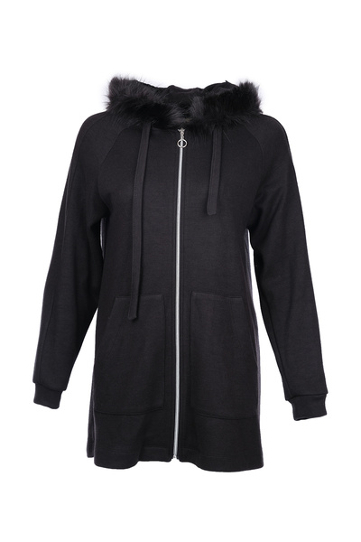 SCL Oversize Hooded Zippered Midi Women's Jacket - Casual Winter