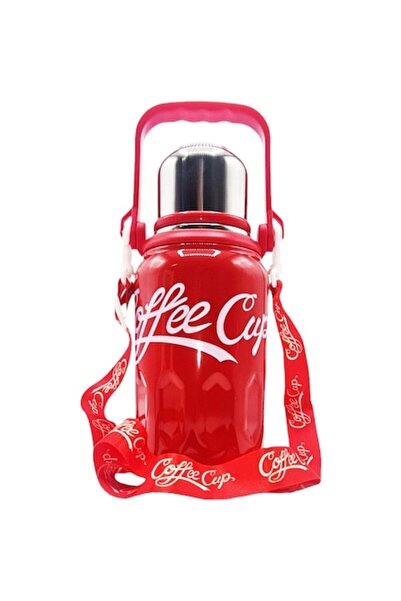 OEM Portable Thermos, Stainless Steel, with Handle and Shoulder Strap, 800ml, Red