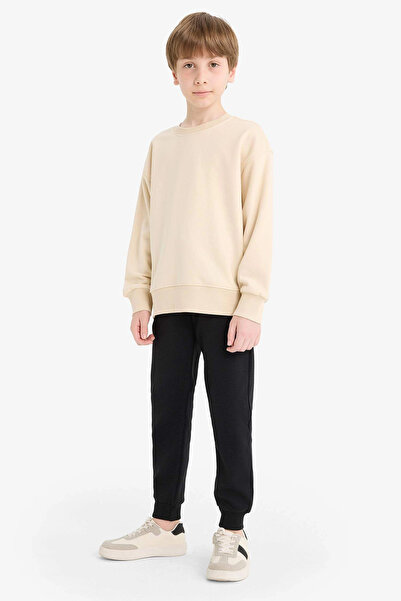 DeFacto R5970 Black Boys' School Jogger Sweatpants with Elastic Waist