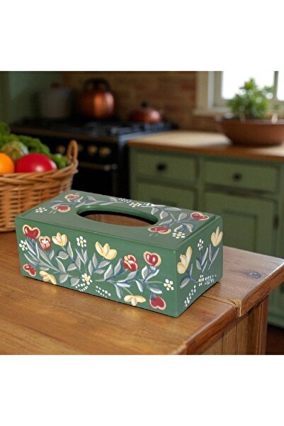 Decoratiuni Vintage Casa Retro Wooden napkin box, hand-painted, rustic, 13 x ...