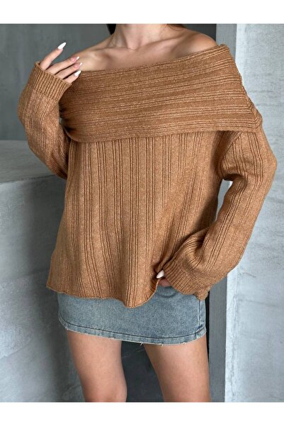 ZF BUTİK Omzu Open-Front Folded Sweater