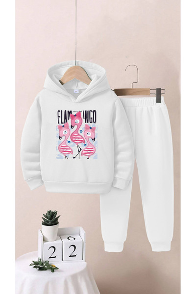 ALİKA Kids Girls/Boys Flamingo Printed Bottom Top Tracksuit Set