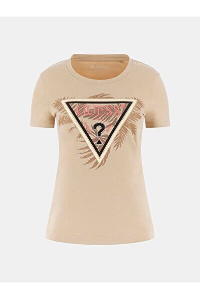 Guess Триъгълна дамска тениска с тясна кройка