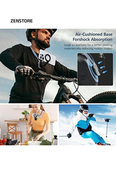 Zen Store حامل هاتف مغناطيسي للرقبة، حامل للهاتف المحمول حول الرقبة، حامل لالتقاط صور شخصية من منظور الشخص الأول/فيديو، هواتف بدون استخدام اليدين