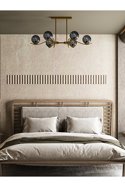 avizade MERLA2 6’lı Eskitme Metal Füme Camlı Avize | Modern Salon Sarkıt Aydı...