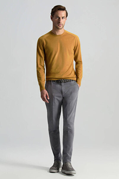 Hemington Merino Yün Hardal Rengi Bisiklet Yaka Triko