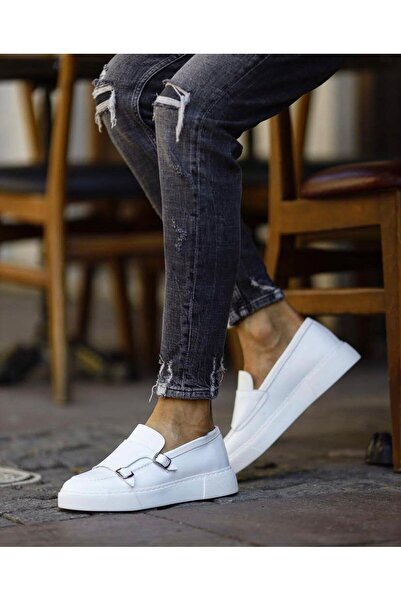 TETRİ Maro Model Hakiki Deri El Yapımı Erkek Beyaz Loafer Ayakkabı