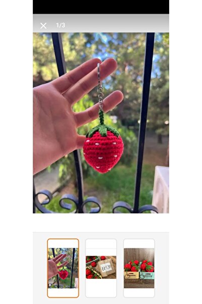MİNİSSTORE Amigurumi Strawberry Keychain, Rearview Mirror Ornament