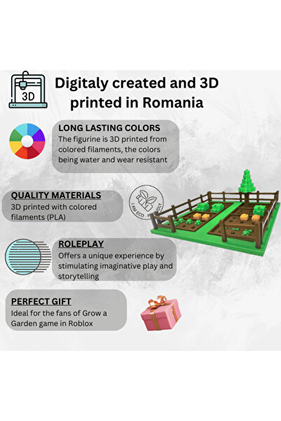 Lulu's Prints Grow a Garden garden set, with lots and fruit crops, Roblox, multicolor, 3D printed