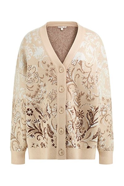 Guess Ls Vn Jacquard Kadın Triko Hırka