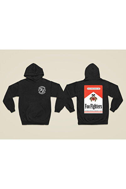 MAGORS Hanorac rock cu glugă, cu mânecă lungă, din bumbac, imprimat FOO FIGHT...