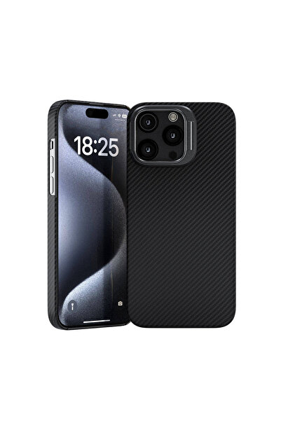 zore iPhone 15 Pro TKDW Magsafe Şarj Özellikli 600D Kevlar TKDW Krek Karbon S...