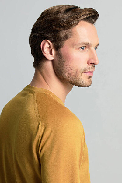 Hemington Merino Yün Hardal Rengi Bisiklet Yaka Triko