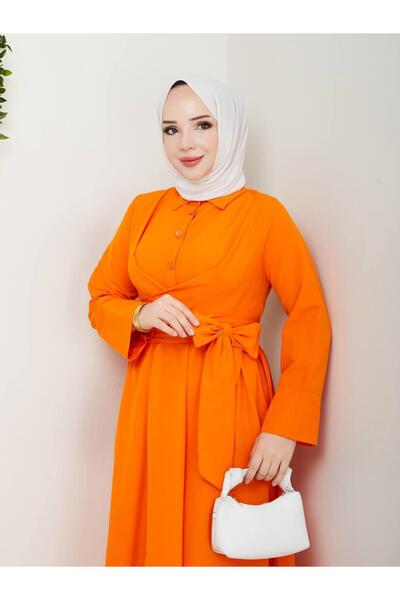 Giza Giyim Γυναικείο φόρεμα χιτζάμπ με κουμπιά με σταθερή ζώνη με κουμπιά