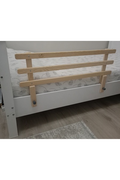 Masal Oyuncak Natural Wooden Baby Child Bed Protection Barrier Guardrail Crib Railing 110 X45