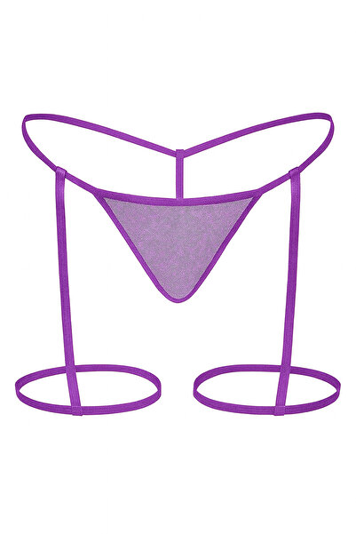 Maly Love Kadın Mor Tül Tanga String - Bacak Aksesuarı