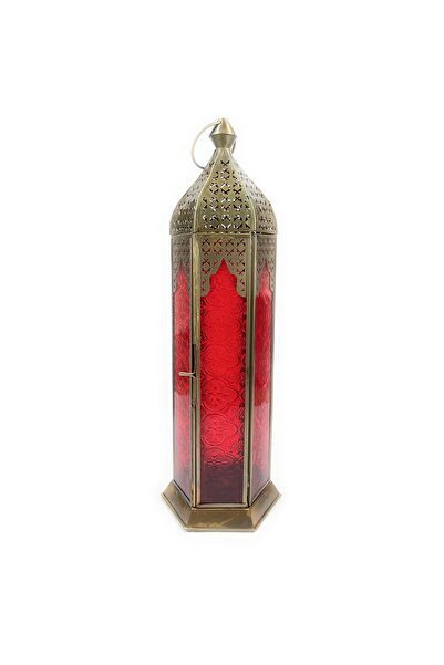 Souq DESIGNS Ramadan Lantern Large fanoos Arabic Moroccan Lanterns Gold Metal Lanterns 1 pc