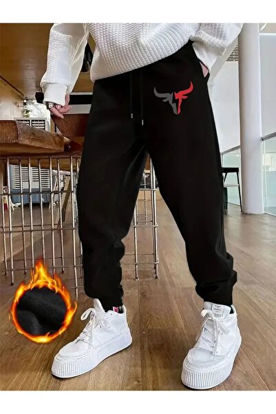 WOODROFFE Ανδρικό παντελόνι Jogger με στάμπα Brave Bull Horn σε κόκκινο γκρι μαύρο χρώμα