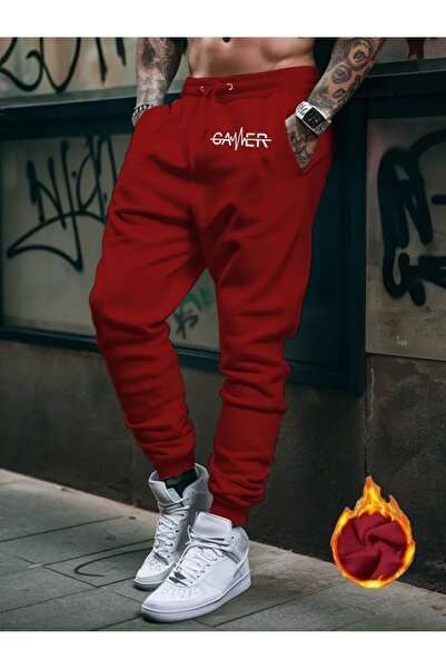 WOODROFFE Men's Casual Gamer Printed Red Gray Black Sweatpants Jogger