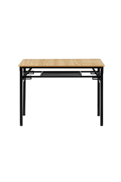 Lawazim Folding Table Double Layer 100x50cm - Desk with Shelf Wooden Top and Iron Frame