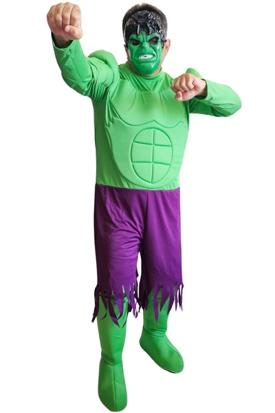 Kostüm Sarayı Yetişkin Hulk Kostümü Kaslı