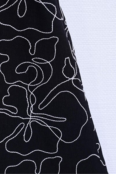 By Mare Style Natalie Black Embroidered Long Shirt Dress