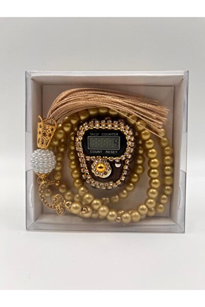 DUHA HAC 10 ADET GOLD RENK HEDİYELİK(ÇEYİZLİK-MEVLÜD-HAC&UMRE) KUTULU İNCİ TE...