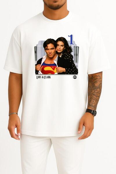Bahriyeli Collection Oversize Lois and Clark Series and Season Folder Icons, Lois & Clark Chest Design Unisex T-Shirt