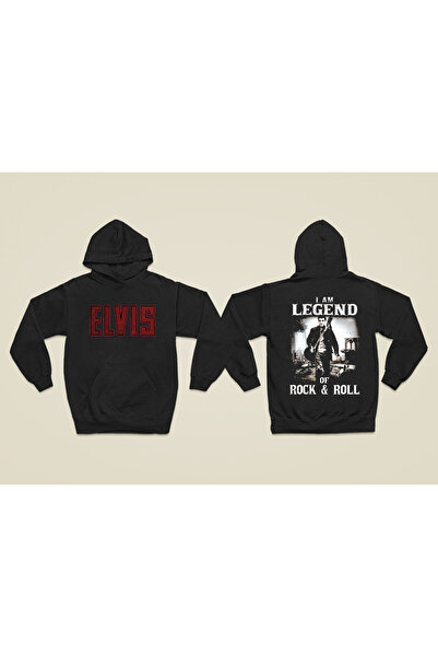 MAGORS سترة روك قطنية مطبوعة بأكمام طويلة وقلنسوة من إلفيس بريسلي بثلاث خيوط