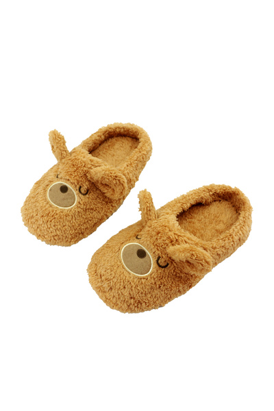 OEM Fluffy and comfortable slip-on slippers for women, cute teddy bear pattern, 31508-02