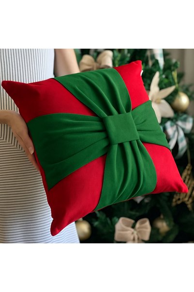 hobizer tekstil Bow Figured Throw Pillow 40X40 cm Christmas New Year Celebration Party