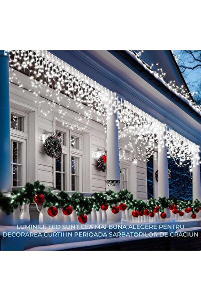 Impact Vision Instalatie De Craciun ,100 m, Tip Rola, 480 leduri, 8 Moduri De Lumini, LED, Alb Rece,Impact Vision®