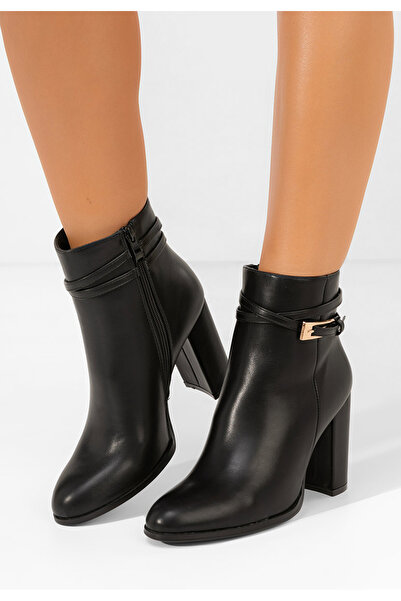 B T Shoes Botine cu toc gros Vanisia negre