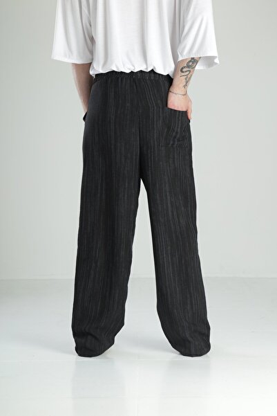 COCOPELLI Men's Black Baggy Pants Aerobin Linen