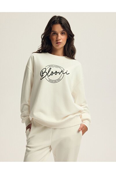 Bloovii Hanorac pentru femei cu guler rotund, design supradimensionat, mânecă...