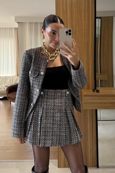 Gizem Ecemiş Ernesto Pileli Tüvit Şort Etek