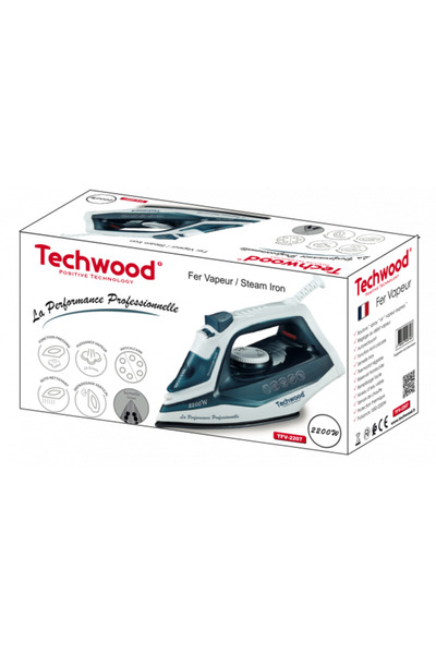 Techwood Žehlička TFV-2207, 2200 W, žehlicí plocha z nerezové oceli, sprcha, pára, samočištění