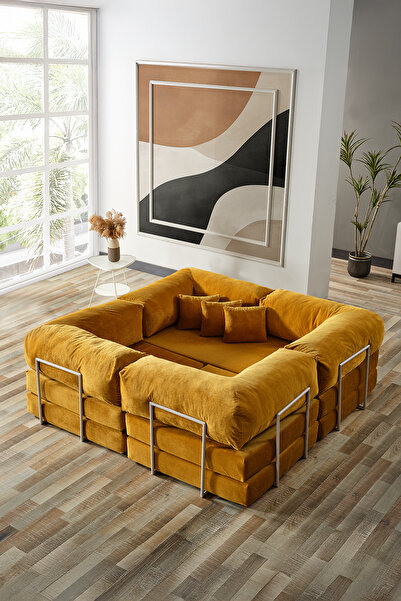 Evdemo Legom Avanos Aktivite Koltuğu Yatak Olabilen Çok Amaçlı Kanepe Koltuk Takımı Hardal